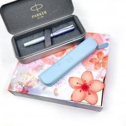 派克Parker Vector 新威雅系列 櫻花特別款 鋼筆+筆套 禮盒組 （櫻花藍）