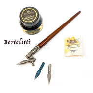 義大利 Bortoletti Set17 雕花握位斜桿沾水筆+黑色墨水+二種筆尖 組合 義大利 Bortoletti Set17 雕花握位斜桿沾水筆+黑色墨水+二種筆尖 組合