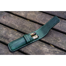 土耳其 Galen Leather 蓋倫皮革 2支入 上掀式 筆套(瘋馬皮森林綠)  土耳其 Galen Leather 蓋倫皮革 2支入 上掀式 筆套(瘋馬皮森林綠)