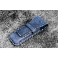 土耳其 Galen Leather 蓋倫皮革 2支入 上掀式 筆套(瘋馬皮海軍藍)  土耳其 Galen Leather 蓋倫皮革 2支入 上掀式 筆套(瘋馬皮海軍藍)