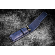 土耳其 Galen Leather 蓋倫皮革 2支入 上掀式 筆套(瘋馬皮海軍藍)  土耳其 Galen Leather 蓋倫皮革 2支入 上掀式 筆套(瘋馬皮海軍藍)