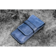 土耳其 Galen Leather 蓋倫皮革 3支入 上掀式 筆套(瘋馬皮海軍藍)  土耳其 Galen Leather 蓋倫皮革 3支入 上掀式 筆套(瘋馬皮海軍藍)