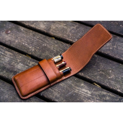 土耳其 Galen Leather 蓋倫皮革 3支入 上掀式 筆套(深棕色)  土耳其 Galen Leather 蓋倫皮革 3支入 上掀式 筆套(深棕色)