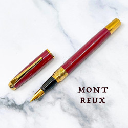 臺灣 MONTREUX 夢多 T7雕花 鋼筆（深紅桿金夾）