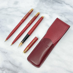 = 收藏家 = 派克 Parker 75 緞紅絲絨 14K XF尖 鋼筆/原子筆/自動鉛筆 套筆(凹頂) = 收藏家 = 派克 Parker 75 緞紅絲絨 14K XF尖 鋼筆/原子筆/自動鉛筆 套筆(凹頂)