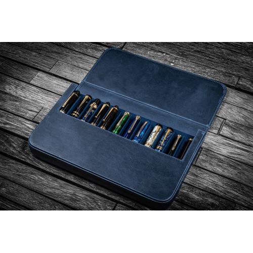土耳其 Galen Leather 蓋倫皮革 12支裝 硬質可分離 筆盒(瘋馬海軍藍)