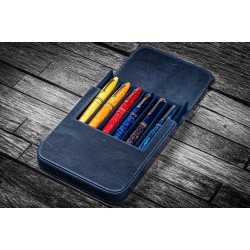 土耳其 Galen Leather 蓋倫皮革 6支裝 硬質可分離 筆盒（瘋馬海軍藍）