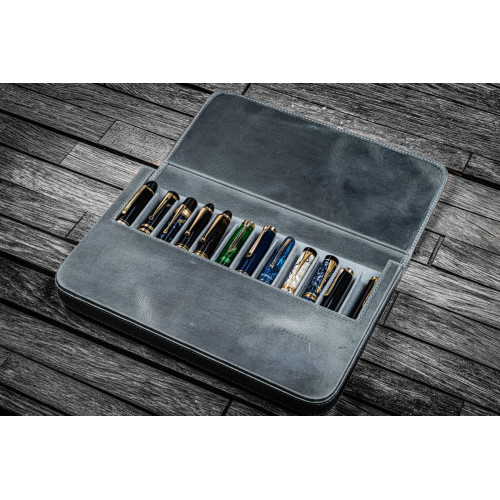 土耳其 Galen Leather 蓋倫皮革 12支裝 硬質可分離 筆盒（瘋馬煙燻灰）