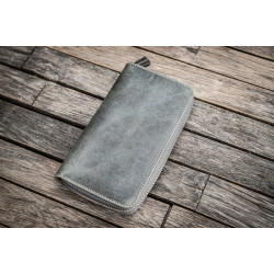 土耳其 Galen Leather 蓋倫皮革 3支入 卡夾 拉鍊式 兩用筆套 (灰色)  土耳其 Galen Leather 蓋倫皮革 3支入 卡夾 拉鍊式 兩用筆套 (灰色)