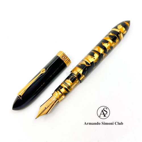 義大利 ASC TRIANGOLO BLACK LUCENS 三角系列 氣壓上墨 14K金 鋼筆(黑盧森斯)