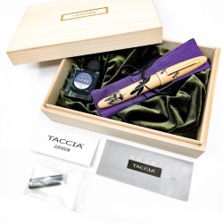 日本 TACCIA 影繪 硬橡膠筆王上漆 限量 18K 鋼筆 墨水禮盒組『蜻蜓與菖蒲』 