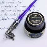 義大利 Bortoletti Set27 雕花握位斜桿 玻璃沾水筆+墨水+三種筆尖 組合