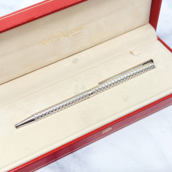 =庫存新品= 法國 S.T. Dupont 都彭 鍍銀 菱格紋 原子筆  =庫存新品= 法國 S.T. Dupont 都彭 鍍銀 菱格紋 原子筆