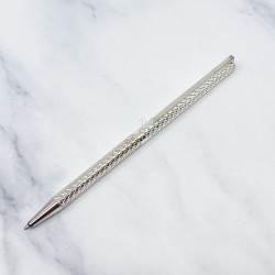 =庫存新品= 法國 S.T. Dupont 都彭 鍍銀 菱格紋 原子筆  =庫存新品= 法國 S.T. Dupont 都彭 鍍銀 菱格紋 原子筆