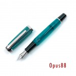 臺灣 OPUS 88 製筆精基 Opera 正統滴入式鋼筆 （孔雀藍麥紋）