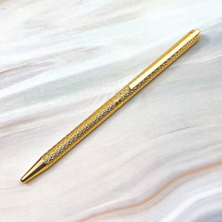 =庫存新品= 法國 S.T. Dupont 都彭 鍍金 菱格紋 原子筆  =庫存新品= 法國 S.T. Dupont 都彭 鍍金 菱格紋 原子筆