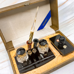 全新Vintage文具組  鋼筆筆座 水晶墨水瓶 壓墨器 附賽璐璐鋼筆一支(拉桿上墨) 全新Vintage文具組  鋼筆筆座 水晶墨水瓶 壓墨器 附賽璐璐鋼筆一支(拉桿上墨)