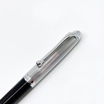 義大利 AURORA  Roller Ball  雪茄型 細桿 鋼珠筆 (黑桿銀蓋）