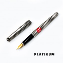 日本 Platinum 白金 PE-500 不鏽鋼 黑烤漆格紋 鋼筆