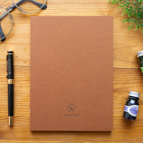 臺灣 Leatai 磊泰 介紙 鋼筆專用書寫紙 方格+橫線內頁 / A5經典方格筆記本 (焦糖棕封面)