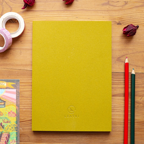 臺灣 Leatai 磊泰 介紙 鋼筆專用書寫紙 方格+橫線內頁 / A5經典方格筆記本 (芥末黃封面)