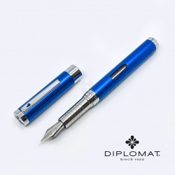 德國 DIPLOMAT 迪波曼 Nexus 系列 滴入上墨 鋼筆 （霧藍銀夾）