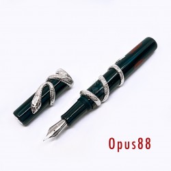 臺灣 OPUS 88 生肖蛇 純銀金工藝 鍍鉑金 鋼筆 
