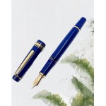 風華再現：經典永生629型號，''平頂''造型樹脂桿鋼筆，體驗14K金筆尖的書法之美（心跳尖）寶石藍