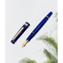 風華再現:經典永生629型號,''平頂''造型樹脂桿鋼筆,體驗14K金筆尖的書法之美(心跳尖)寶石藍 風華再現:經典永生629型號,''平頂''造型樹脂桿鋼筆,體驗14K金筆尖的書法之美(心跳尖)寶石藍