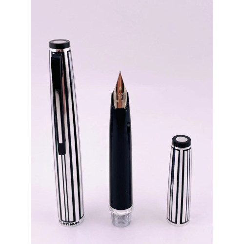 ☆ 中古美品 ☆ PLATINUM 白金 絕版品 鋁合金筆桿14Kwg 短鋼筆（細） 亮鉻銀