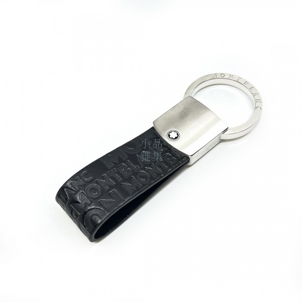 德國 Montblanc 萬寶龍 珠寶系列 萬寶龍經典標識壓紋 真皮鑰匙扣 (黑色8632)