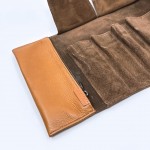 日本 PILOT 百樂 5支裝 附加拉鍊收納袋 真皮 筆袋（棕色）
