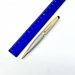 臺灣 ZOLA 袖珍短型 旋轉式 原子筆 （直條銀桿）
