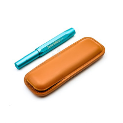 小品雅集訂製 短鋼筆專用 無隔層二支入 真皮皮套 筆套(金棕)  小品雅集訂製 短鋼筆專用 無隔層二支入 真皮皮套 筆套(金棕)