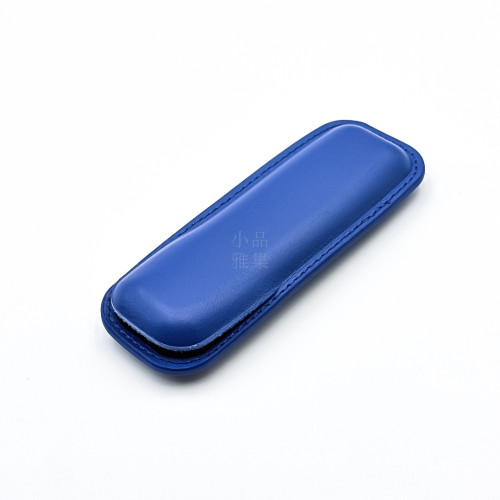  小品雅集訂製 短鋼筆專用 無隔層二支入 真皮皮套 筆套（電光藍）