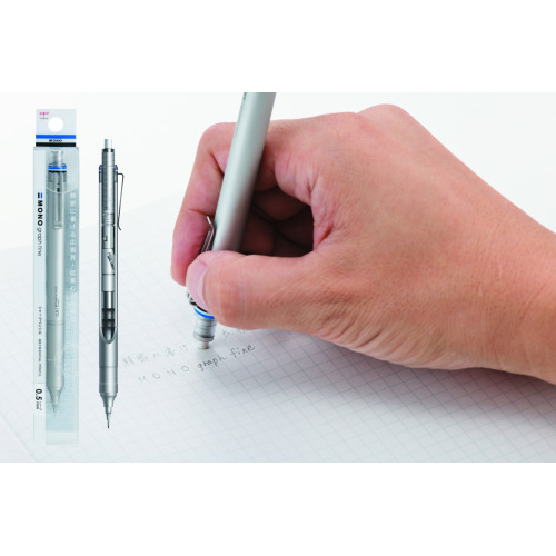 日本 TOMBOW 蜻蜓牌 MONO graph fine 0.5mm 低重心自動鉛筆（銀色）