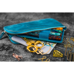 土耳其 Galen Leather 蓋倫皮革 4支入 分離式 拉鍊筆袋 (瘋馬皮土耳其藍)  土耳其 Galen Leather 蓋倫皮革 4支入 分離式 拉鍊筆袋 (瘋馬皮土耳其藍)