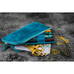 土耳其 Galen Leather 蓋倫皮革 4支入 分離式 拉鍊筆袋 (瘋馬皮土耳其藍)  土耳其 Galen Leather 蓋倫皮革 4支入 分離式 拉鍊筆袋 (瘋馬皮土耳其藍)