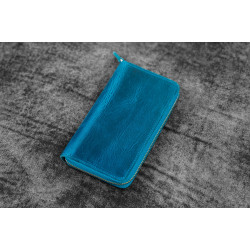 土耳其 Galen Leather 蓋倫皮革 3支入 卡夾 拉鍊式 兩用筆套 (瘋馬皮土耳其藍)  土耳其 Galen Leather 蓋倫皮革 3支入 卡夾 拉鍊式 兩用筆套 (瘋馬皮土耳其藍)