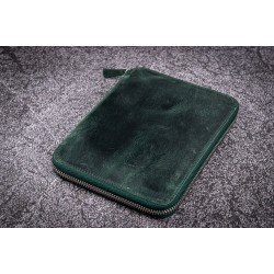 土耳其 Galen Leather 蓋倫皮革 10支入筆插/A5筆記本 拉鍊式 兩用皮套 (瘋馬皮森林綠)  土耳其 Galen Leather 蓋倫皮革 10支入筆插/A5筆記本 拉鍊式 兩用皮套 (瘋馬皮森林綠)