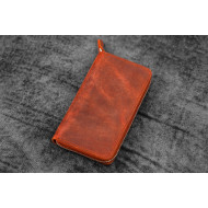 土耳其 Galen Leather 蓋倫皮革 3支入 卡夾 拉鍊式 兩用筆套 （瘋馬皮橘） 