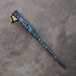 Light Blue Dyed Curly Maple Oblique Pen Holder Light Blue Dyed Curly Maple Oblique Pen Holder
