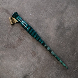 Turquoise Dyed Curly Maple Oblique Pen Holder Turquoise Dyed Curly Maple Oblique Pen Holder