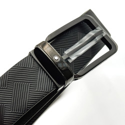德國 MONTBLANC 萬寶龍 風尚斜紋 黑釦 雙面設計皮帶 (130587)  德國 MONTBLANC 萬寶龍 風尚斜紋 黑釦 雙面設計皮帶 (130587)