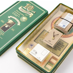 日本 MIDORI TRAVELER’S NOTEBOOK 10週年限量紀念鐵盒組-袖珍本(綠色) 日本 MIDORI TRAVELER’S NOTEBOOK 10週年限量紀念鐵盒組-袖珍本(綠色)