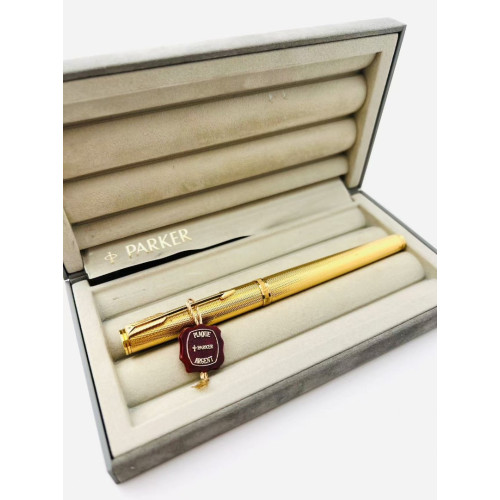 ☆典藏老筆☆派克 PARKER Premier 金沙環 金桿網紋 18K 鋼筆 (GH-1920K -極新品)