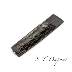 S.T. Dupont 都彭 鱷魚壓紋 棕色 迷你拉鍊 筆套 筆袋 置物袋 全新 #180162  S.T. Dupont 都彭 鱷魚壓紋 棕色 迷你拉鍊 筆套 筆袋 置物袋 全新 #180162