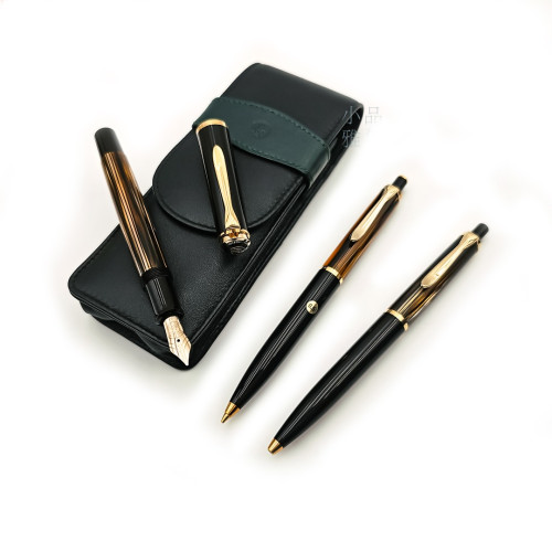 德國 PELIKAN 百利金 400 棕玳瑁 14Ｋ M尖 / 0.5 自動鉛筆/原子筆 套筆