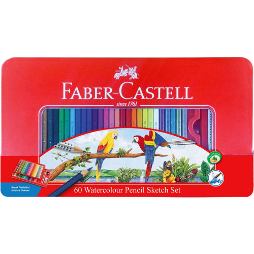 德國 Faber-Castell 輝柏 60色 水性色鉛筆(鐵盒裝附水彩筆)(115965)