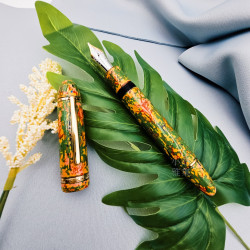 德國 MONTBLANC 萬寶龍 帝王系列 149 18k金 鋼筆 職人昆陽 漆塗 -草間絕錦